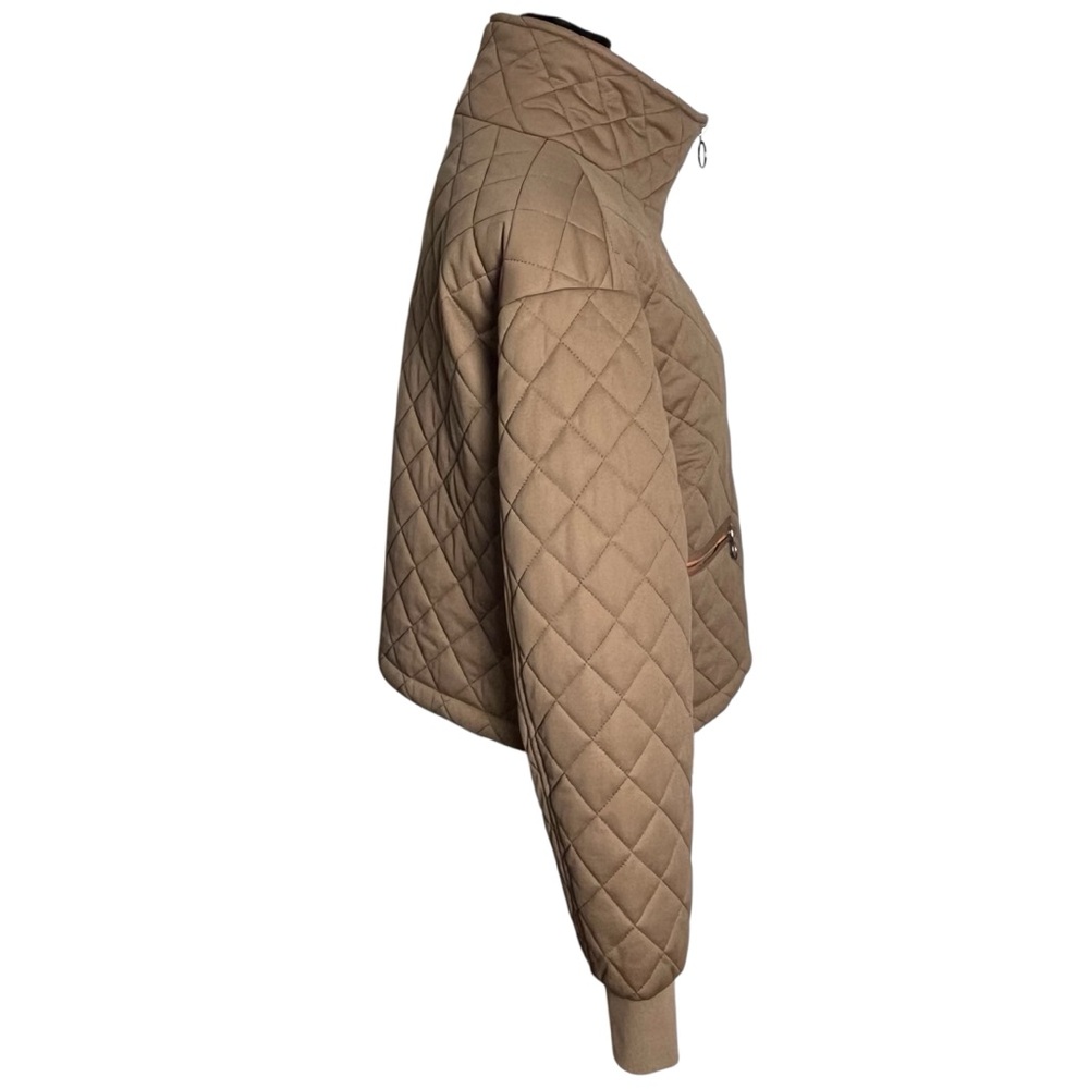 Avec Les Filles Quilted Cropped Mock High Neck Zip Front Jacket Orange Zip — S - Picture 6 of 14